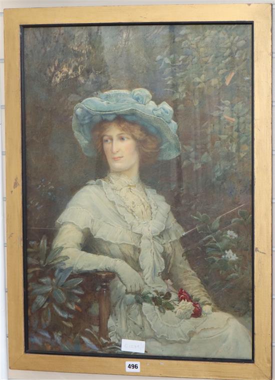 Henry Reynolds Steer (1858-1928), watercolour, Portrait of an Edwardian lady, signed and dated 1903, 69 x 49cm